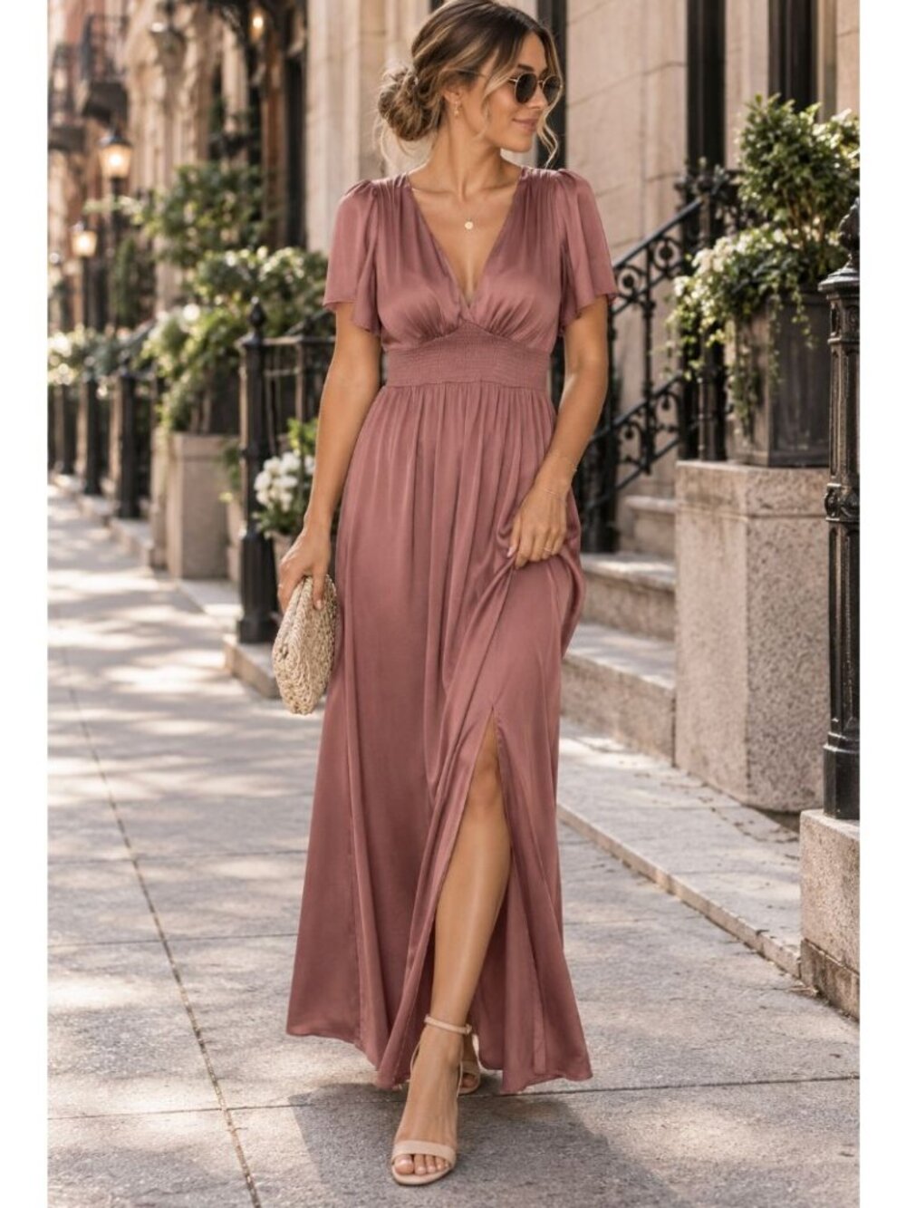 Baltic Born Prague Mauve Maxi Dress Size S Satin Romantic Soft Glam Goddess